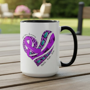 Lila Band Herz Epilepsie-Bewusstsein Tasse