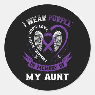Lila Band in Erinnerung an Tante Bauchspeicheldrüs Runder Aufkleber