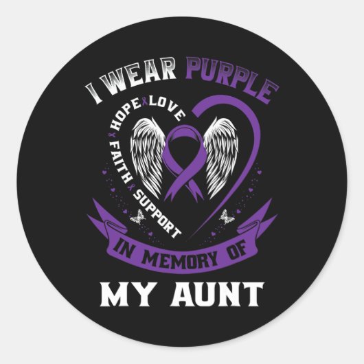 Lila Band in Erinnerung an Tante Bauchspeicheldrüs Runder Aufkleber (Vorderseite)