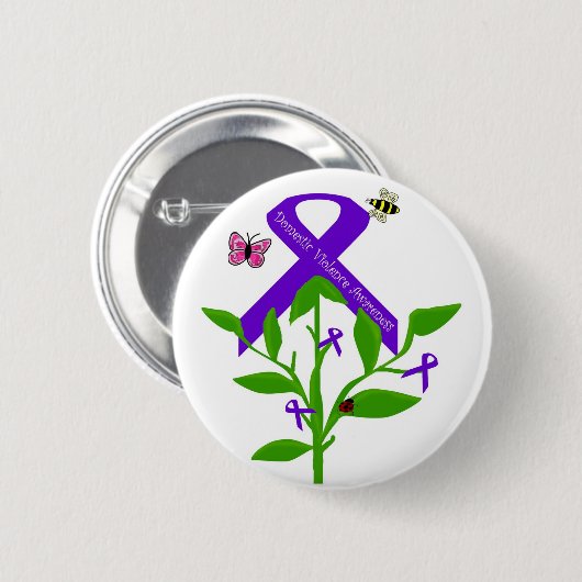 Lila Band inländischer Gewalt-Bewusstseinsknopf Button (Vorne & Hinten)