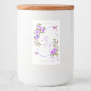 Lila Band Monogramm-Hochzeit Lebensmitteletikett