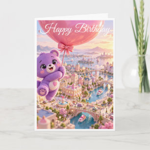 Lila Bär Alles Gute zum Geburtstag Karte