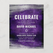 Lila Bar Mitzvah Silver Foil Moderner, fett Begleitkarte (Vorderseite)