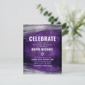 Lila Bar Mitzvah Silver Foil Moderner, fett Begleitkarte (Stehend Vorderseite)