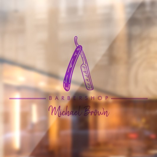 lila Barberrazer-Logo-Geschäft Fensteraufkleber (Blatt 2)