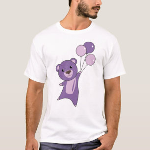 Lila Bärenfliegen mit Balloons, süße Tiere Bären T-Shirt