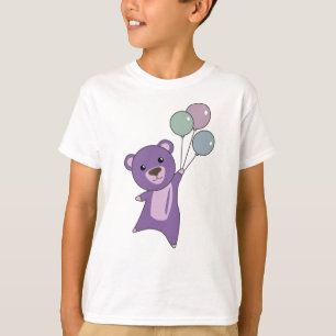 Lila Bärenfliegen mit Balloons, süße Tiere Bären T-Shirt