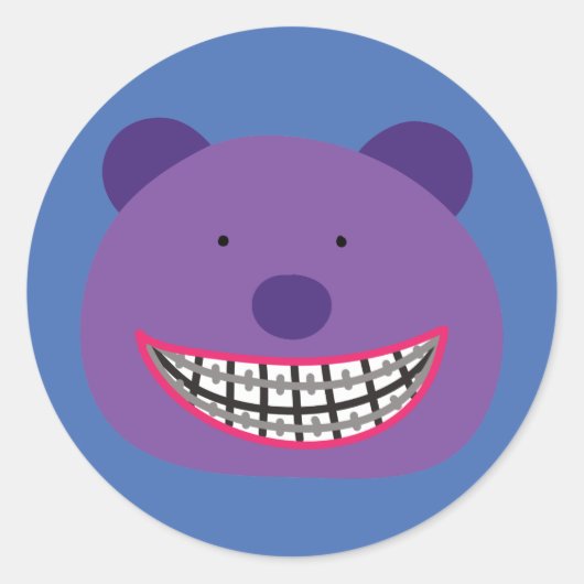 Lila Bärentrage Orthodontist Runder Aufkleber (Vorderseite)