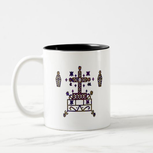 Lila Baron Samedi Veve Sigil Zweifarbige Tasse (Links)