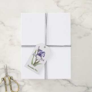 Lila Bartete Iris Floral Botanische Kunst Geschenkanhänger