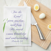 Lila Bartete Iris mit Schriftzeichen Geschirrtuch (Viertel Falte)