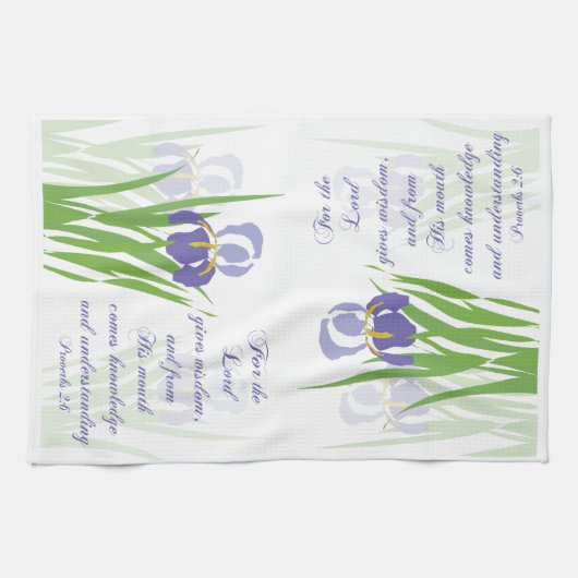 Lila Bartete Iris mit Schriftzeichen Geschirrtuch (Horizontal)