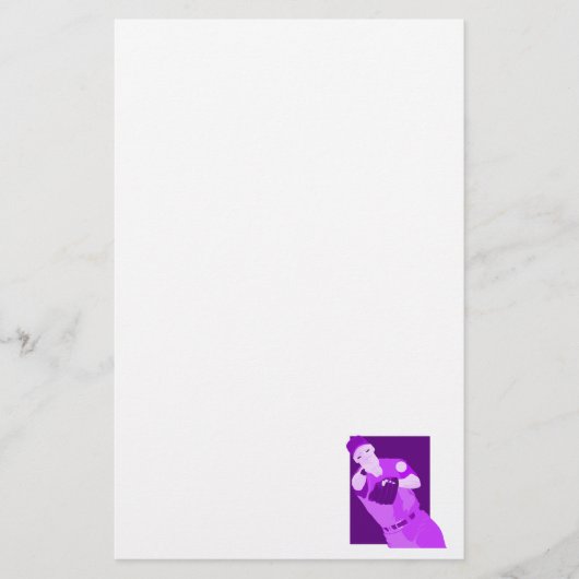 Lila Baseball Briefpapier (Vorderseite)