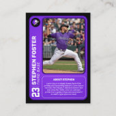 Lila Baseball-Geschenk-Baseball-Spieler Telefonnummerkarte (Vorderseite)