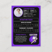 Lila Baseball-Geschenk-Baseball-Spieler Telefonnummerkarte (Rückseite)