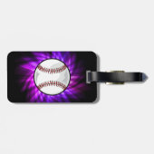 Lila Baseball; Softball Gepäckanhänger (Rückseite horizontal)