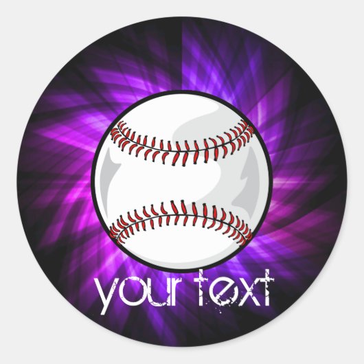 Lila Baseball; Softball Runder Aufkleber (Vorderseite)