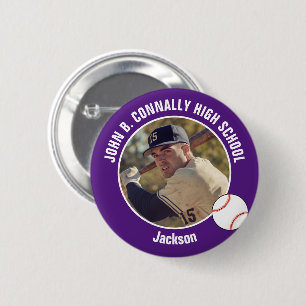 Lila Baseballspieler-Foto High School Spirit Button