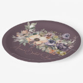 Lila Basil Floral Bouquet Dusche Pappteller (Schrägansicht)