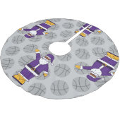 lila Basketball-Basketball Polyester Weihnachtsbaumdecke (Schrägansicht)