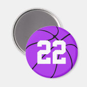 Lila Basketball Custom Jersey Number Magnet (Vorderseite/Rückseite)