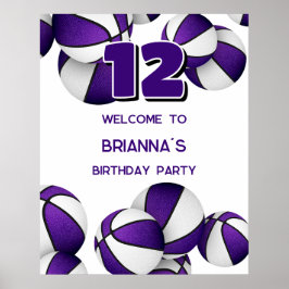 lila Basketball Geburtstagsfeier Poster