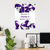 lila Basketball Geburtstagsfeier Poster (Heimbüro)