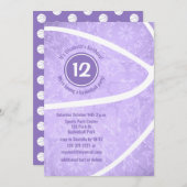 lila Basketball Geburtstagsparty in mädchenhaft Einladung (Vorne/Hinten)