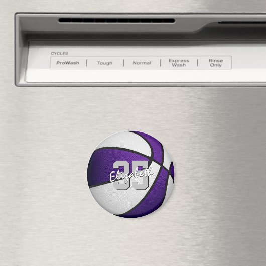 lila Basketball-Mannschaftsfarben personalisiert Magnet (In Situ (Geschirrspüler))