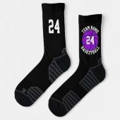 Lila Basketball-Mannschaftsname und Nummer Sport Socken (Links)