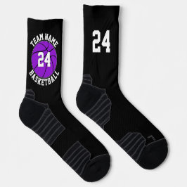 Lila Basketball-Mannschaftsname und Nummer Sport Socken
