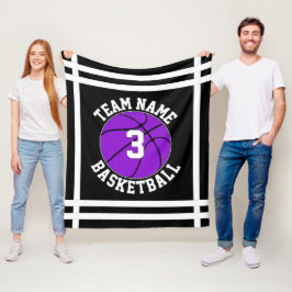 Lila Basketball-Mannschaftsname und Spielnummer Fleecedecke