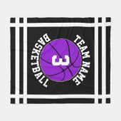 Lila Basketball-Mannschaftsname und Spielnummer Fleecedecke (Vorderseite (Horizontal))