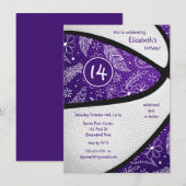 lila Basketball-Party für Sportmädchen Einladung (Vorne/Hinten)