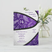 lila Basketball-Party für Sportmädchen Einladung (Stehend Vorderseite)