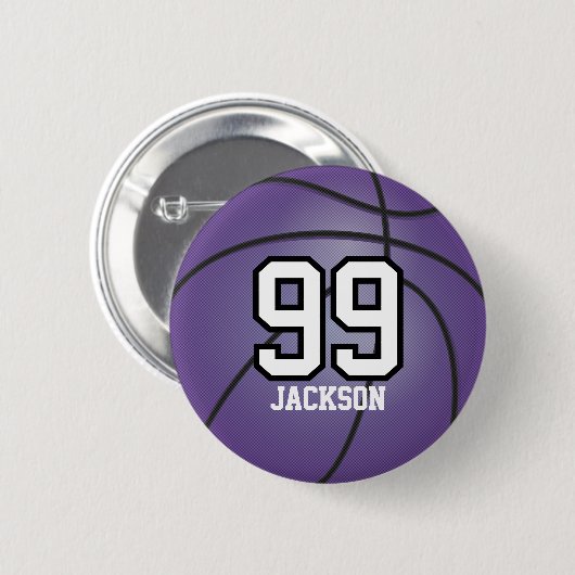 Lila Basketball | Personalisieren Button (Vorne & Hinten)