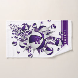 lila Basketball-Stars mit Monogramm Handtuch