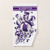 lila Basketball-Stars mit Monogramm Handtuch (Handtuch)