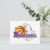 Lila Basketball-T - Shirt und Geschenke Postkarte (Stehend Vorderseite)