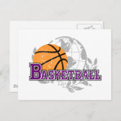Lila Basketball-T - Shirt und Geschenke Postkarte (Vorne/Hinten)