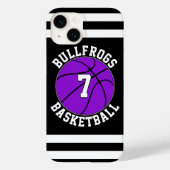 Lila Basketball-Team-Spielernummer Case-Mate iPhone Hülle (Rückseite)