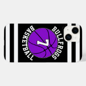Lila Basketball-Team-Spielernummer Case-Mate iPhone Hülle (Rückseite (Horizontal))