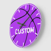 Lila Basketball Zuhause Décor Teamname Große Wanduhr (Winkel)