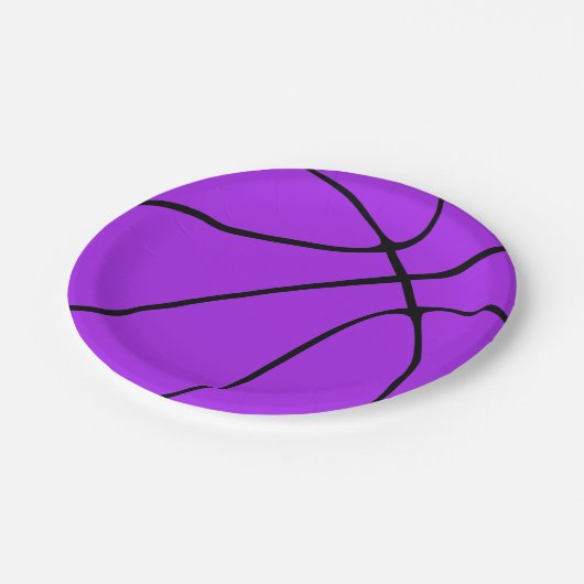 Lila Basketballpapier-Teller Pappteller (Schrägansicht)