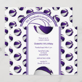 lila Basketballspielerinnen Geburtstag_Party Einladung (Vorne/Hinten)