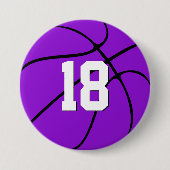 Lila Basketballspielnummer oder Briefe Sport Button (Vorderseite)