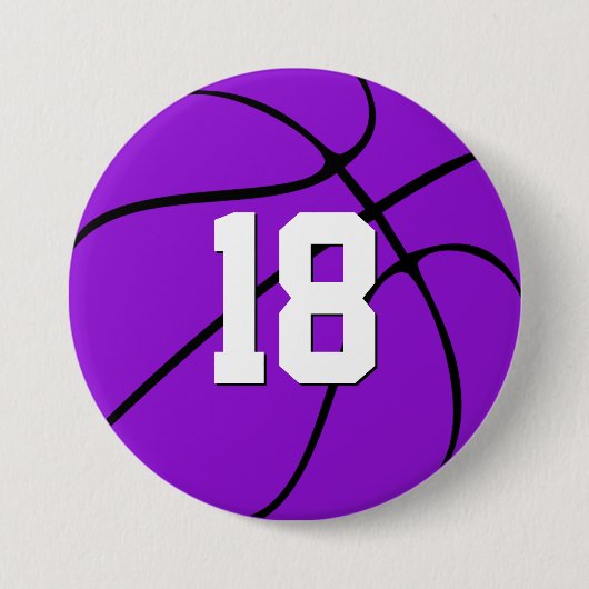 Lila Basketballspielnummer oder Briefe Sport Button (Vorderseite)