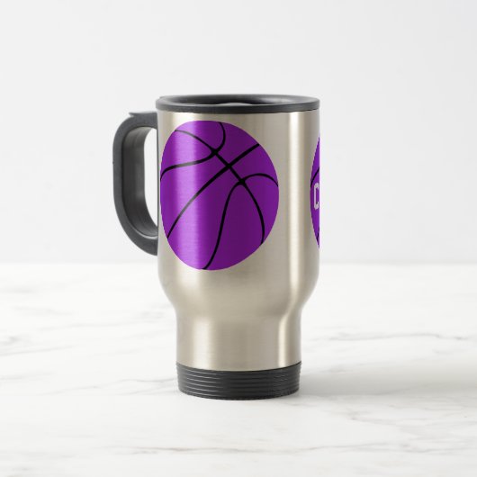 Lila Basketballtrainer Reisen Tasse (Vorderseite Links)