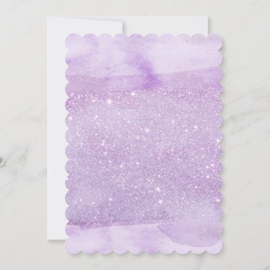 Lila Bat Mitzvah, Wasserfarbe, Violett, Glitzer Einladung (Rückseite)