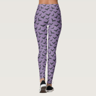 Lila Bat Pattern Halloween Leggings